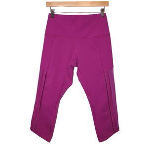 Womens Lululemon Athletica Hot Like Agn Magenta Pink Mesh Capri Leggings Size 8